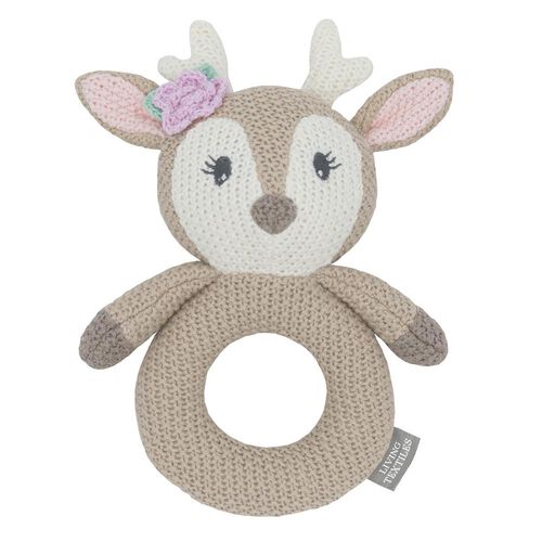Living Textiles Ava Whimsical Knitted Ring Rattle
